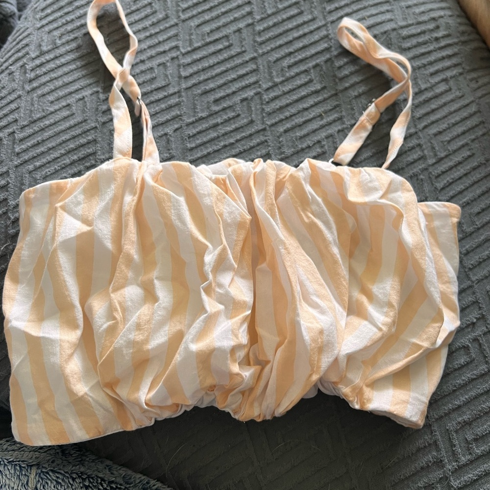 Striped Peach and White Crop Top